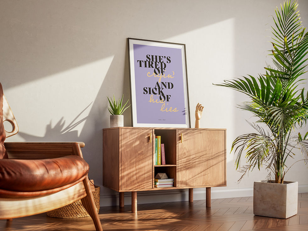 Poster Frame on a dresser in a lounge