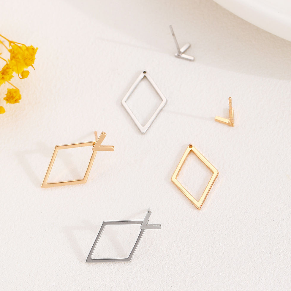 Thumbnail: Retro Minimalist Geometric Square Detachable Triangles Stud Earrings for Women F