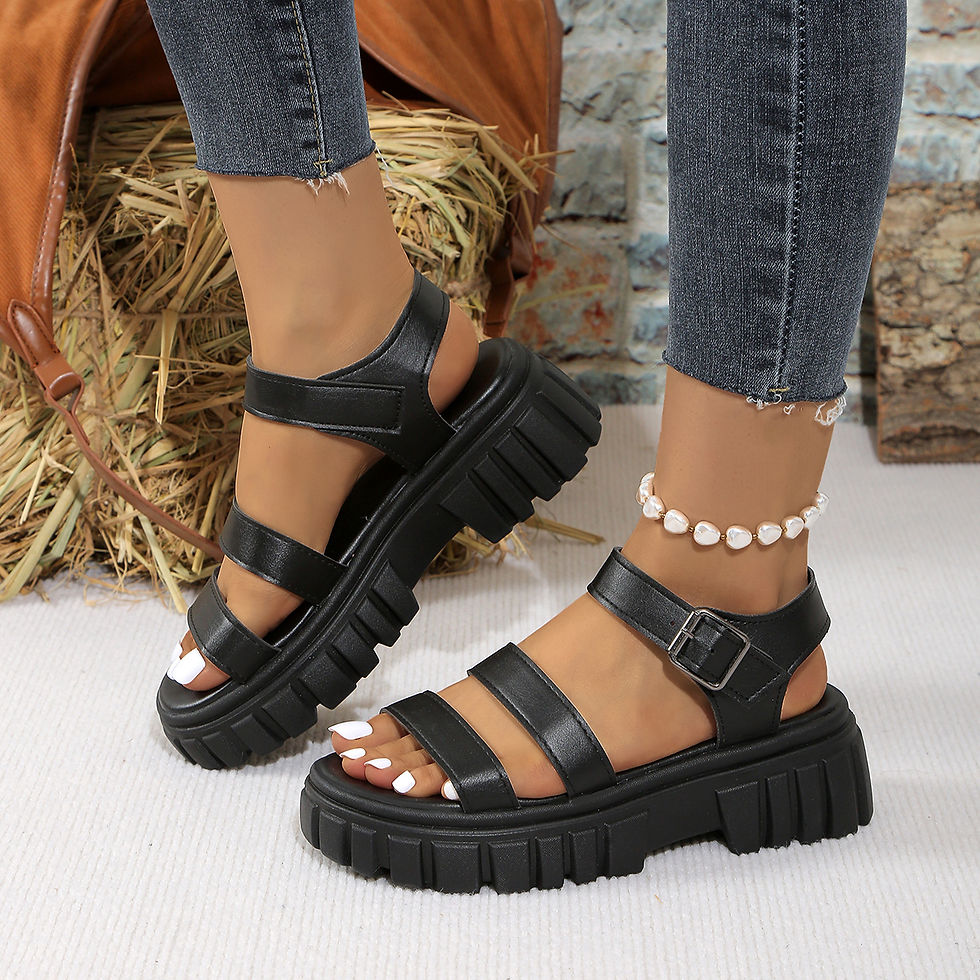 Thumbnail: Women Shoes Black Platform Women Sandals Summer 2024 Female Shoes Woman Block He