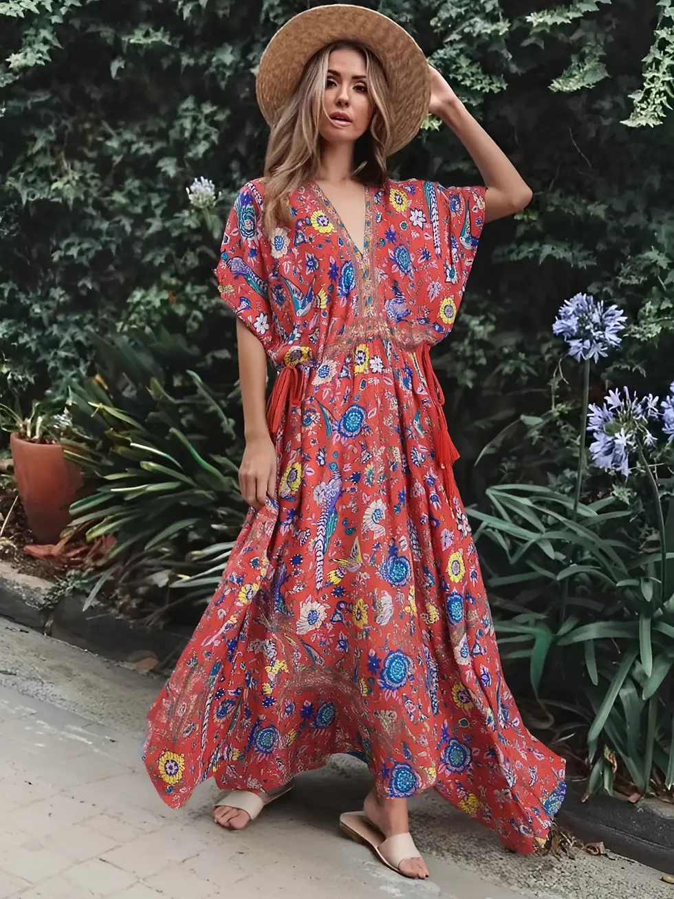Thumbnail: Peacock Boho  Maxi Dress