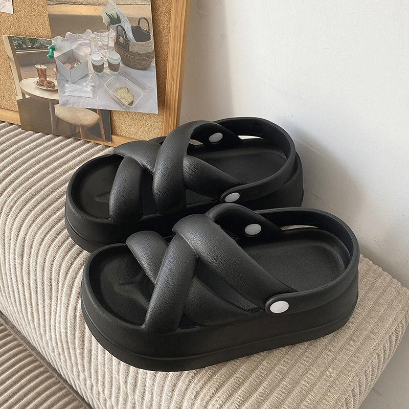 Thumbnail: 2025 New Unique Thick Soles Women's Sandals Soft-Soled Casual Crossed Ribbon Rom