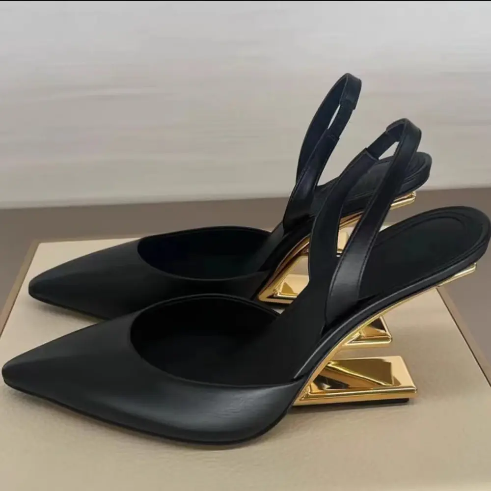 New Fashion Trend Women's Single Shoes Special-shaped Heel High Heel Half-suppor