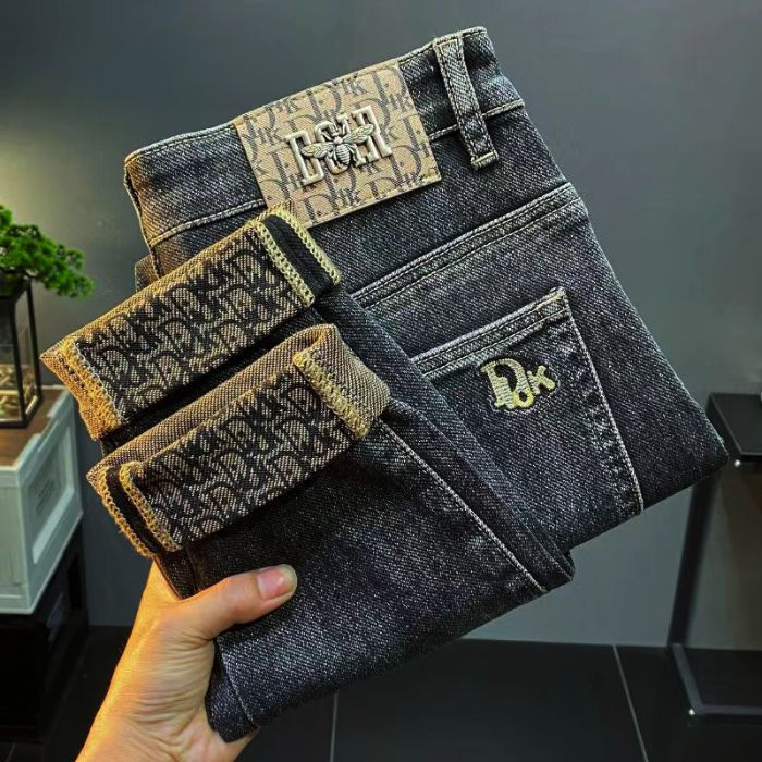 Jeans Men's Autumn/Winter High-End Trendy Brand Embroidery Micro Loose-Fit Casua