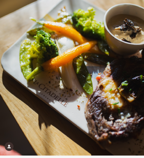 Steak on a plate at a restaurant