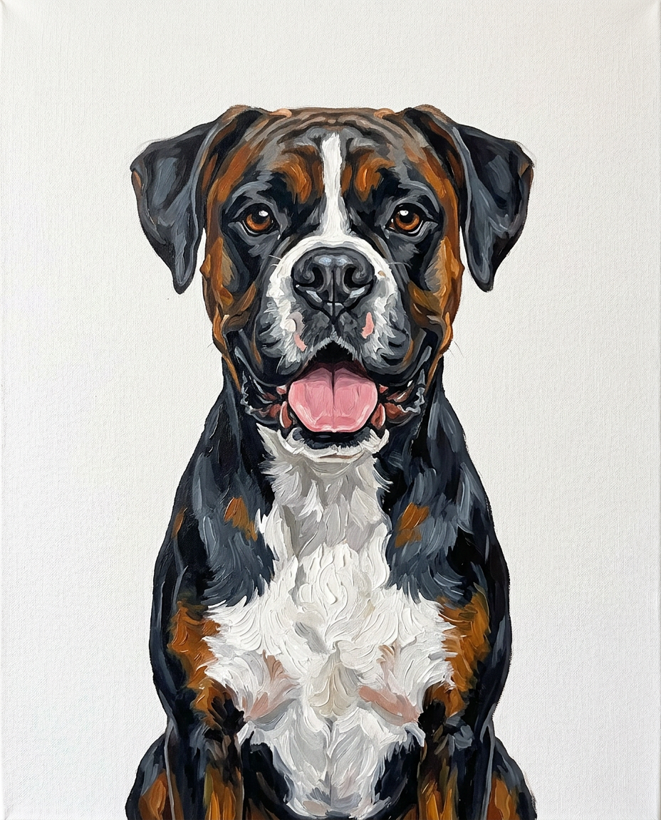 The finished portrait — same dog, different forever.