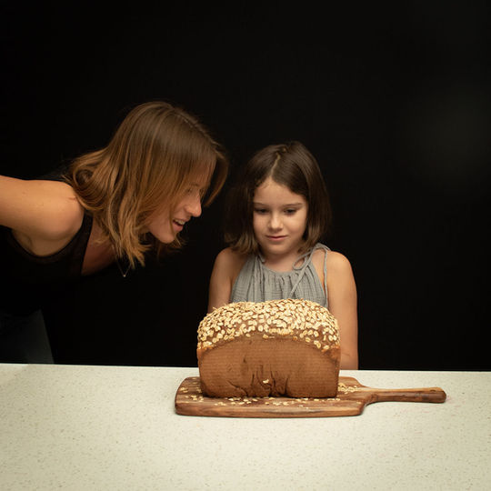private chef Amanda DeLaura with oatmeal pumpernickle bread 