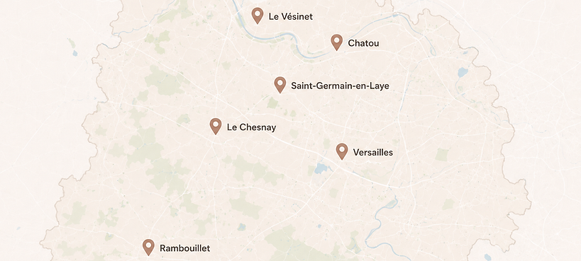 Carte zone d'intervention ENALEA coach en rangement dans les Yvelines 