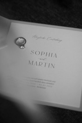 Einladungskarte von Sophia & Martin – stilvoll gestalteter Auftakt zur Hochzeit auf der Insel Mainau