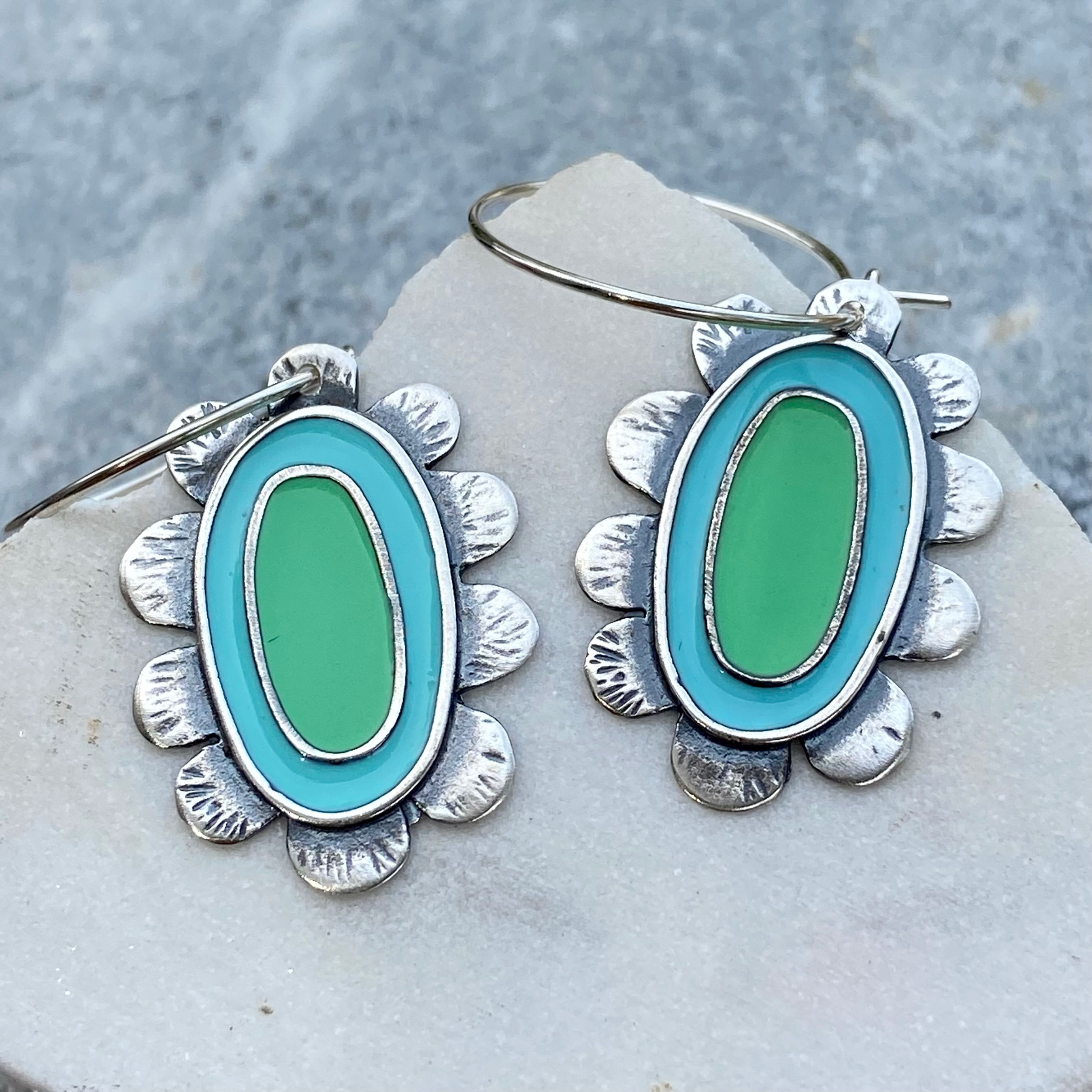 BLUES AND GREENS BLOSSOM  EARRINGS