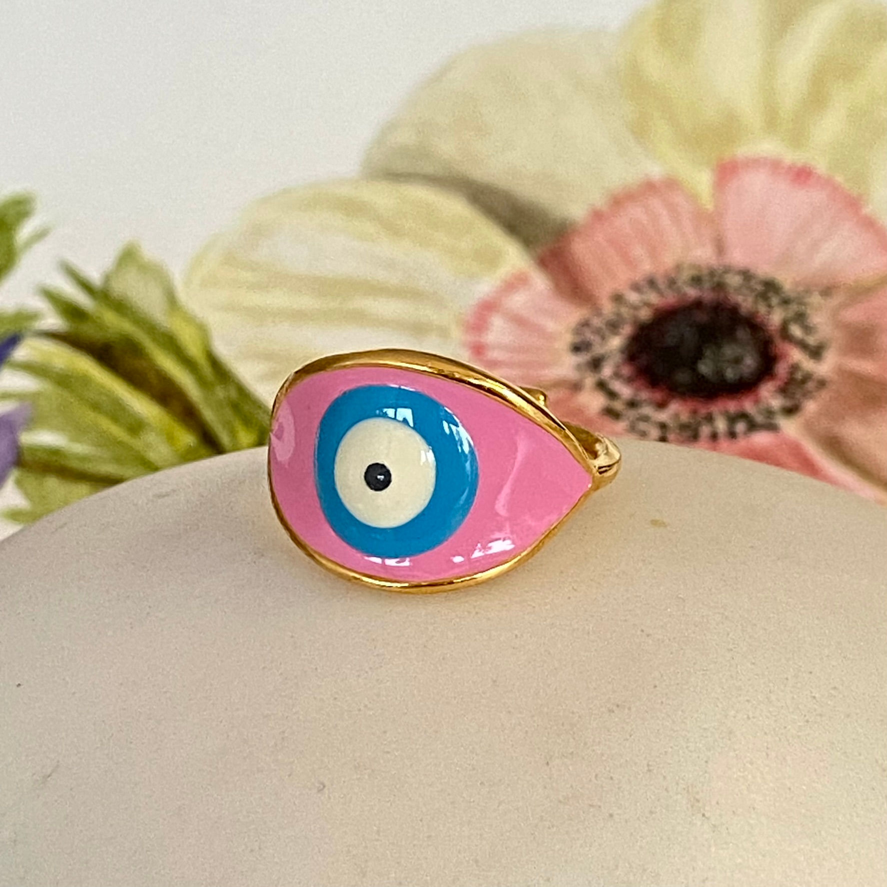 CANDY PINK EVIL EYE RING