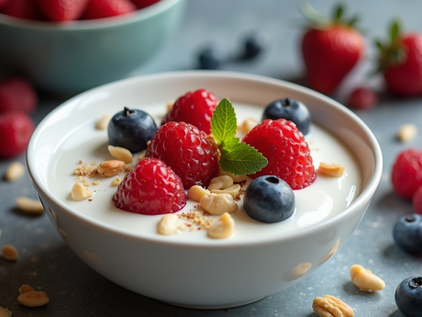 bowl of yogurt with berries