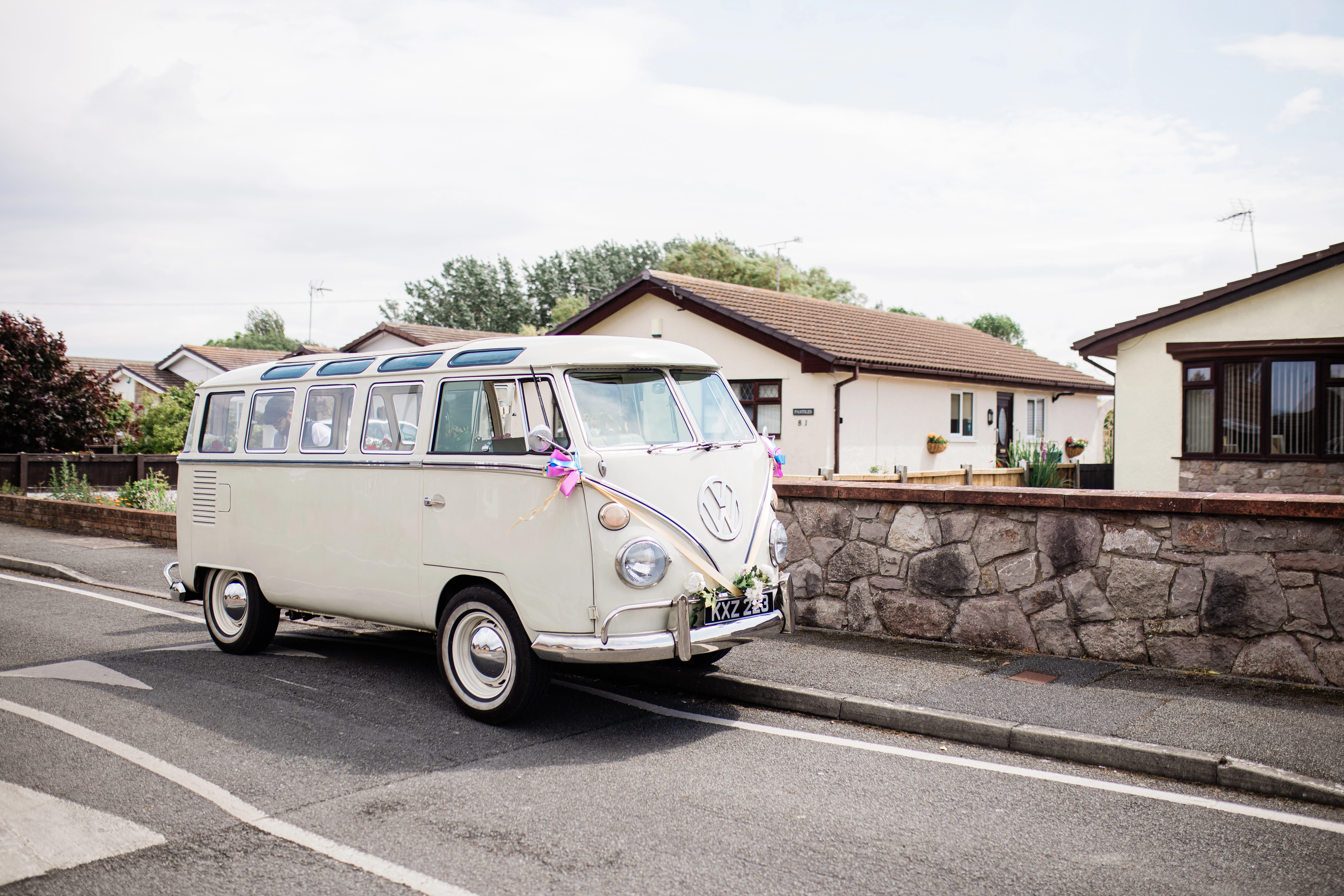 Volkswagen camper for the wedding transport