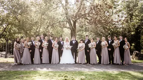 A large bridal party group shot