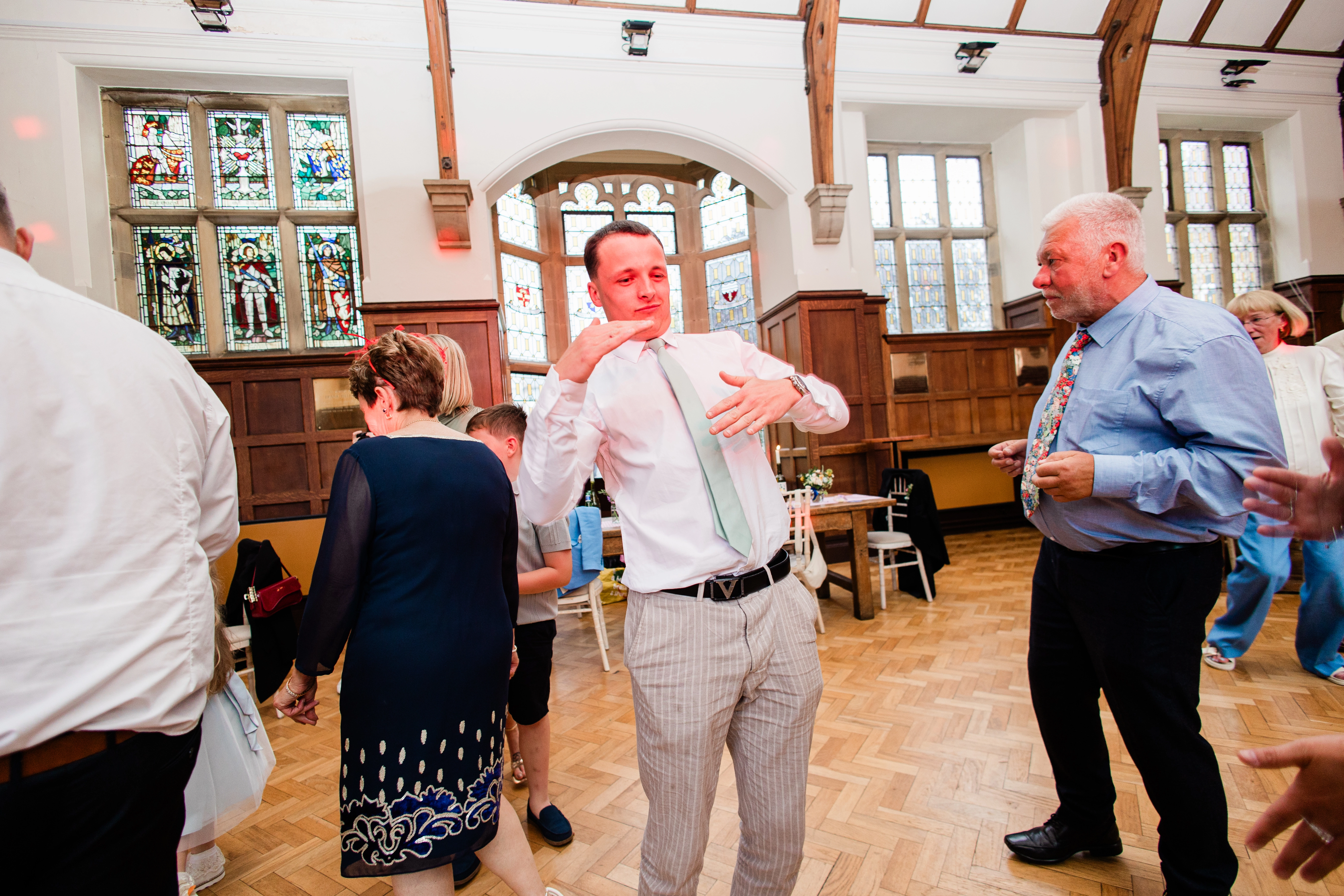 a guest on the dancefloor doing the robot