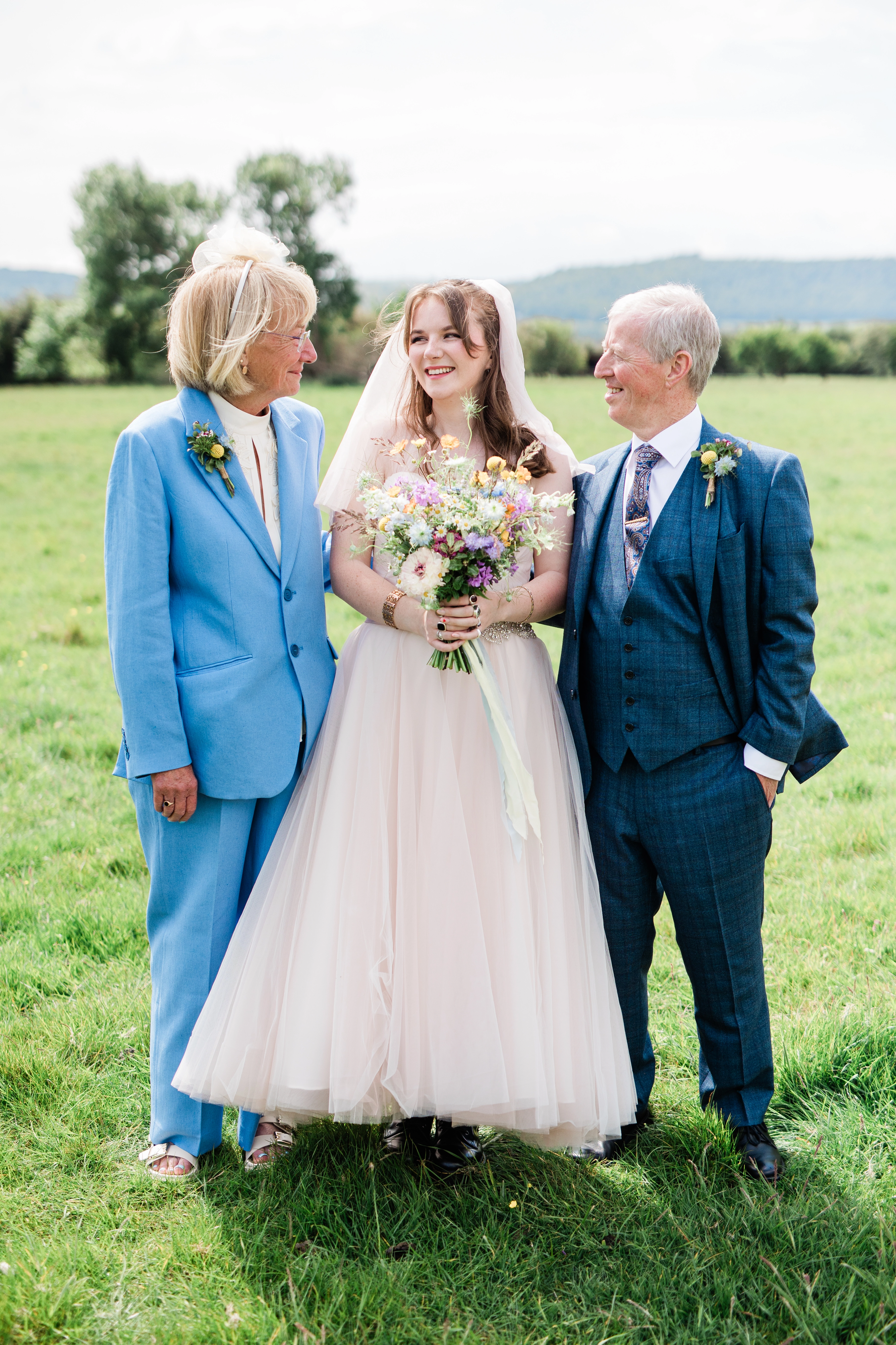 The bride, her mum and dad