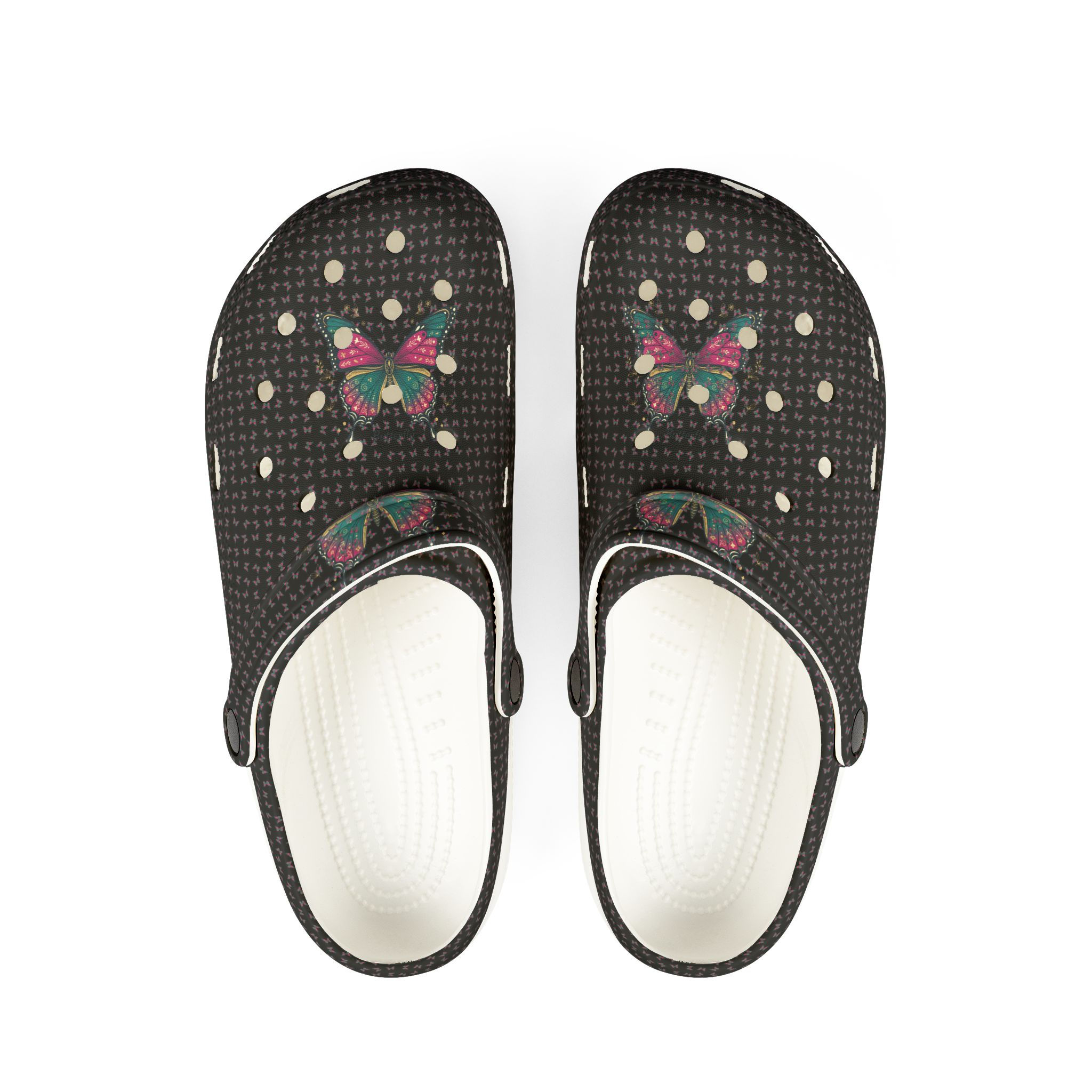 Butterfly Polka EVA Foam Clogs — Comfortable Lightweight Garden Shoes