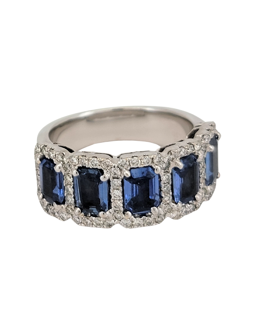 natural diamond and sapphire ring