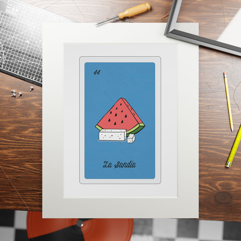 Thumbnail: La Sandia Lotería Card Fine Art Print Framed