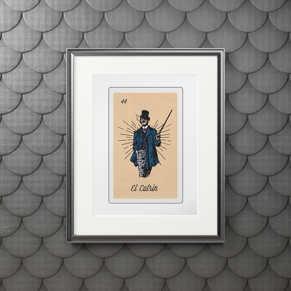 Thumbnail: El Catrin Loteria Card Fine Art Print Framed