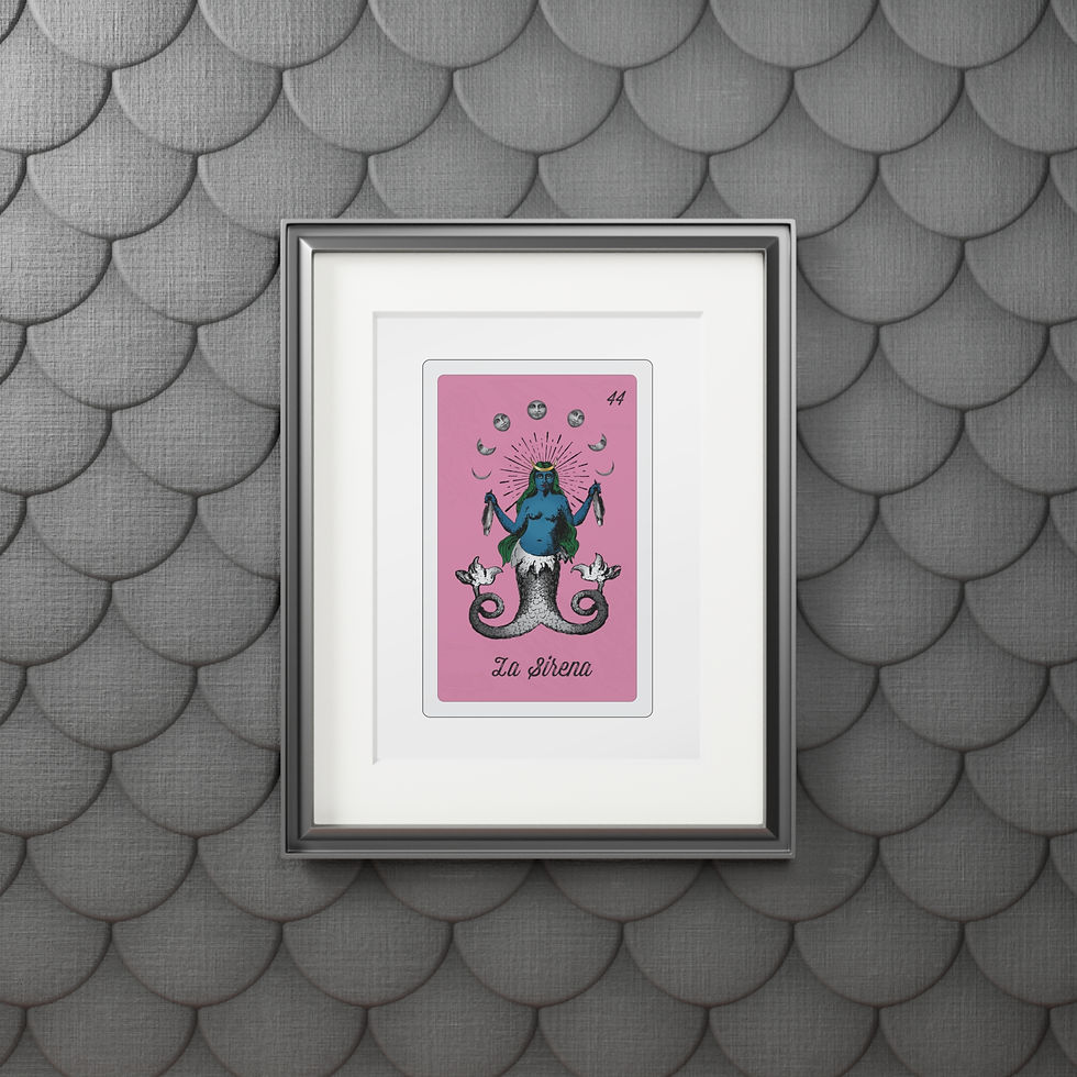 Thumbnail: La Sirena Loteria Card Fine Art Print Framed