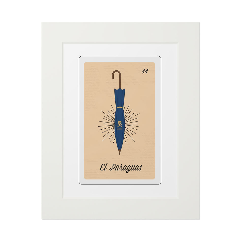 Thumbnail: El Paraguas Loteria Card Fine Art Print Framed