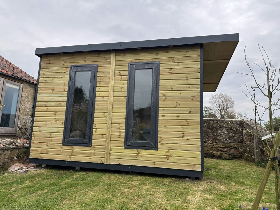 14x10 Summerhouse with French doors, 2 windows & Side Pent roof