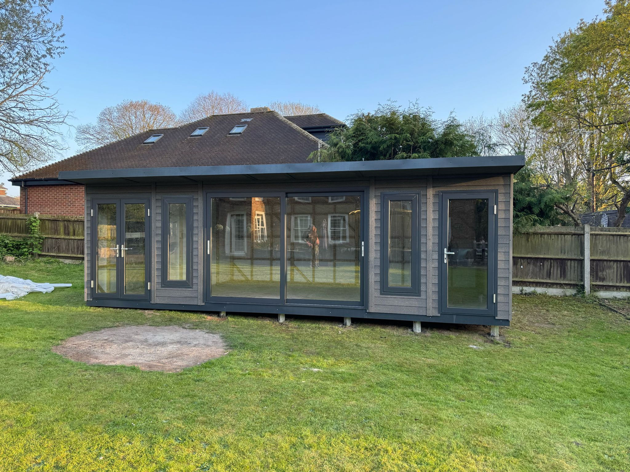 26x12 Summerhouse with French doors, 2 windows, 10ft Sliders, Single Ali Door