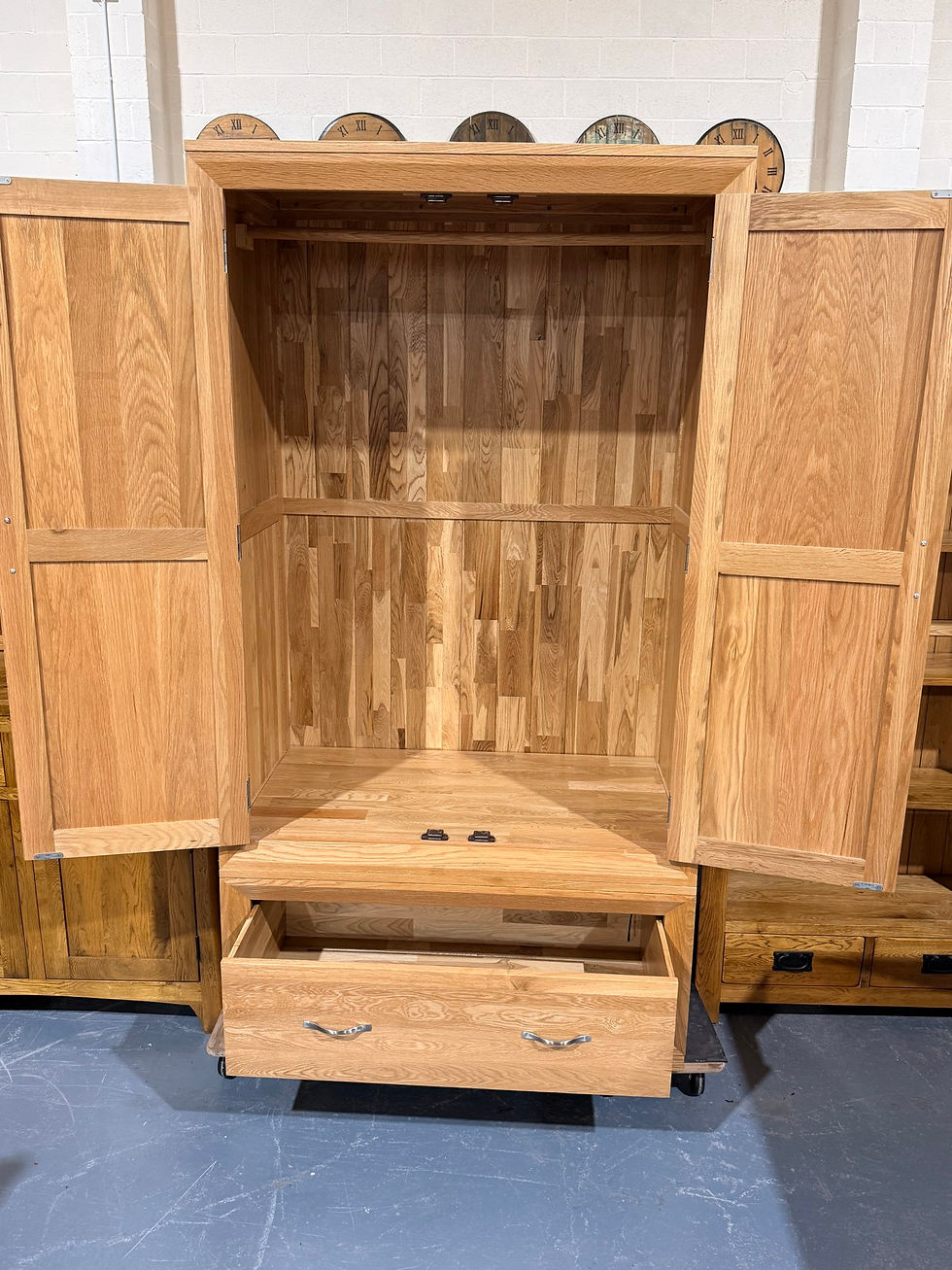Thumbnail: Bevel Solid Natural Oak Double Wardrobe