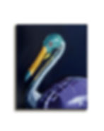 Retrato de una garza metalizada pintada por la artista española sofía cristina jiménez, creadora de el espacio permanente