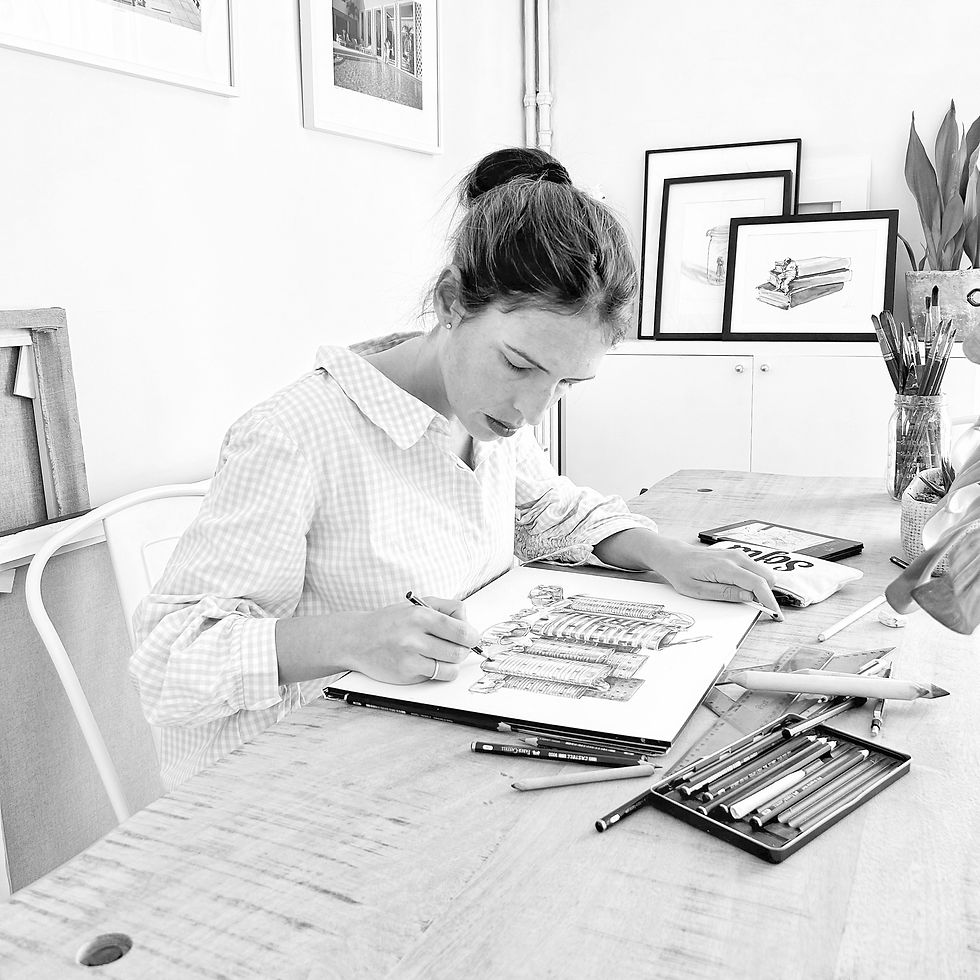 Miniatura: sofía cristina jiménez dibujando en el estudio
