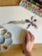 Pez aguja con aleta convertida en orquídea. Acuarela botánica. Pintada por sofía cristina jimenez para El espacio permanente.