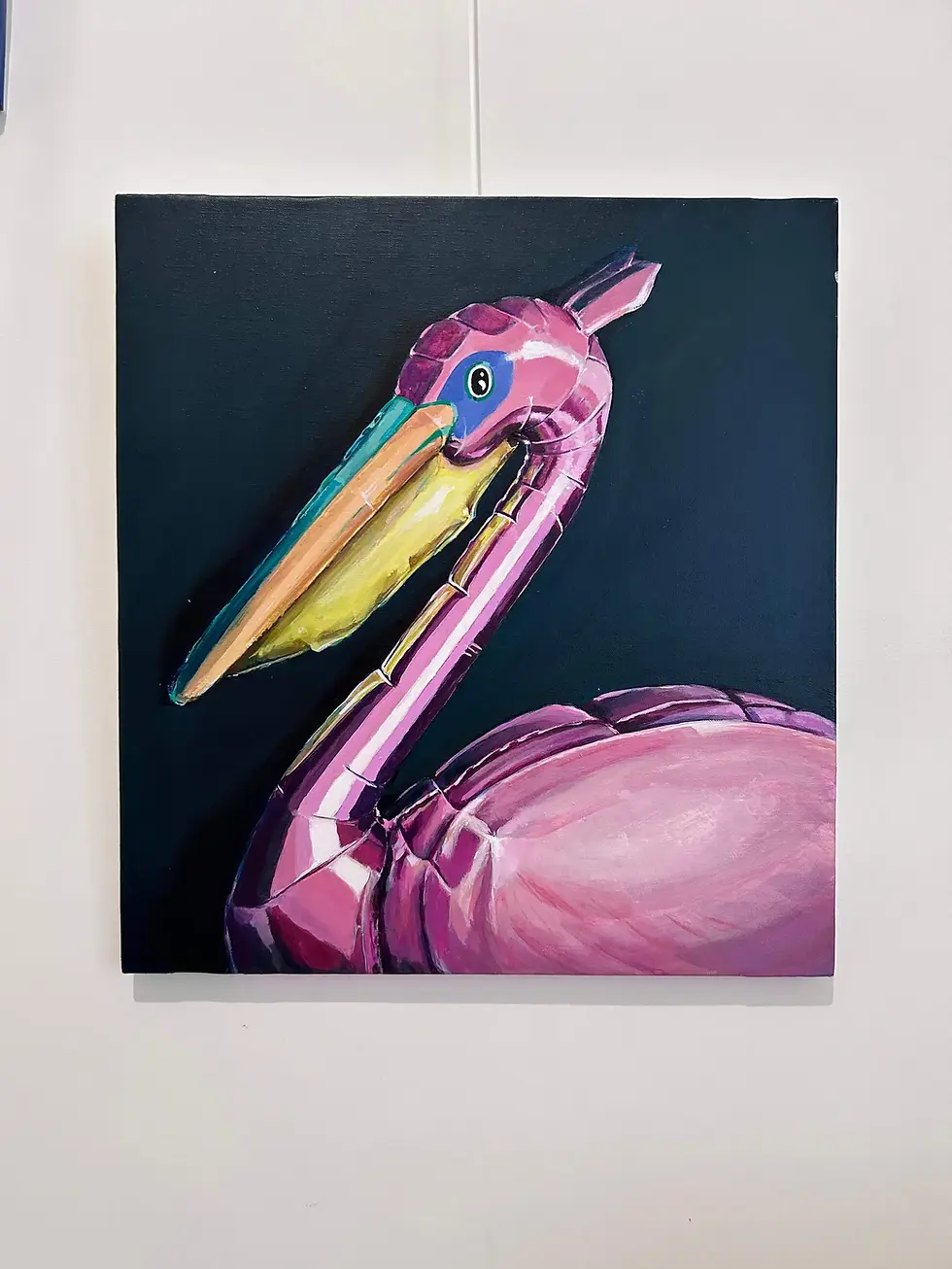 pelicano rosa cuadro . arte contemporaneo animal de sofía cristina jiménez