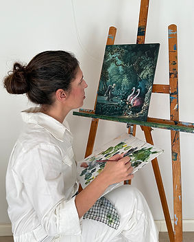 SOFIA CRISTINA pintando en caballete