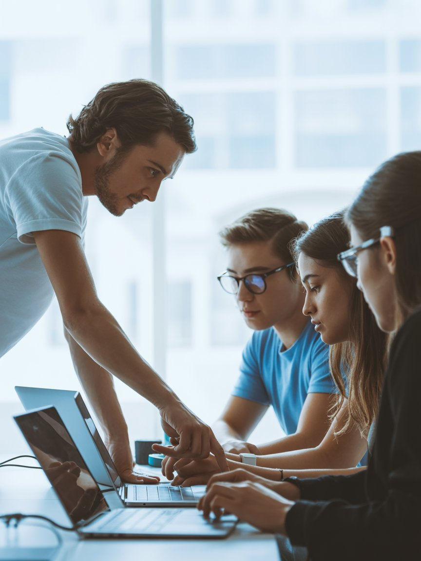 une scène d'atelier technologique moderne et épurée avec _341vVR6bQWOHqQYIhK0Udg_4uvID_qXQp-VPoC4UdTpzg.jpe