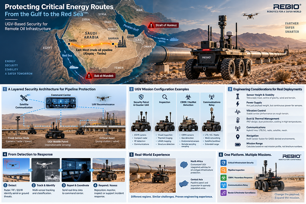 Customized UGV pipeline security projects for remote oil and gas infrastructure in North Africa and Central Asia