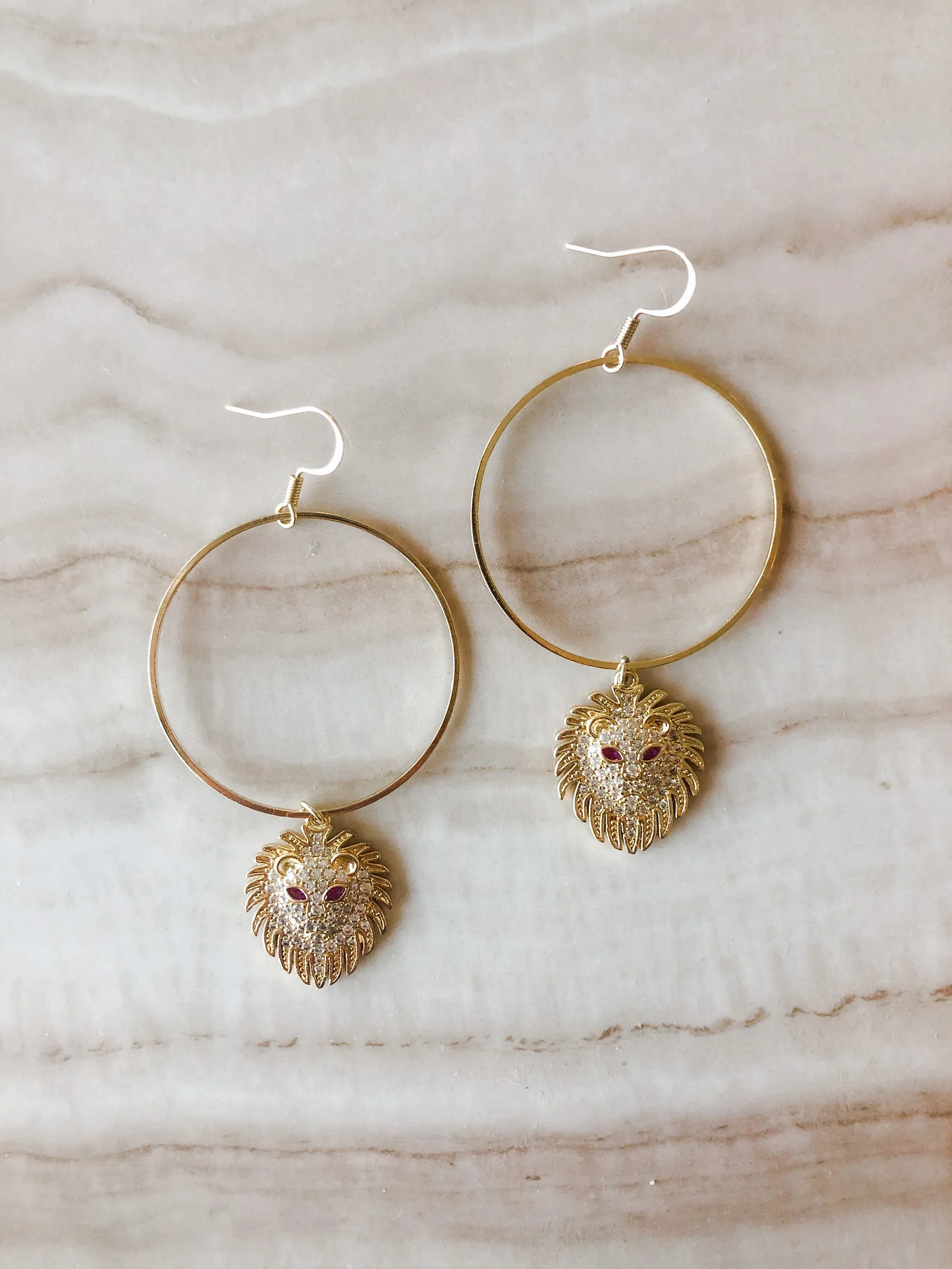 Lion hoop earrings