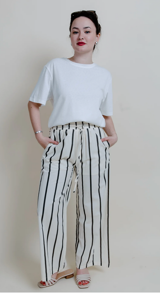 Wide legged linen striped pants