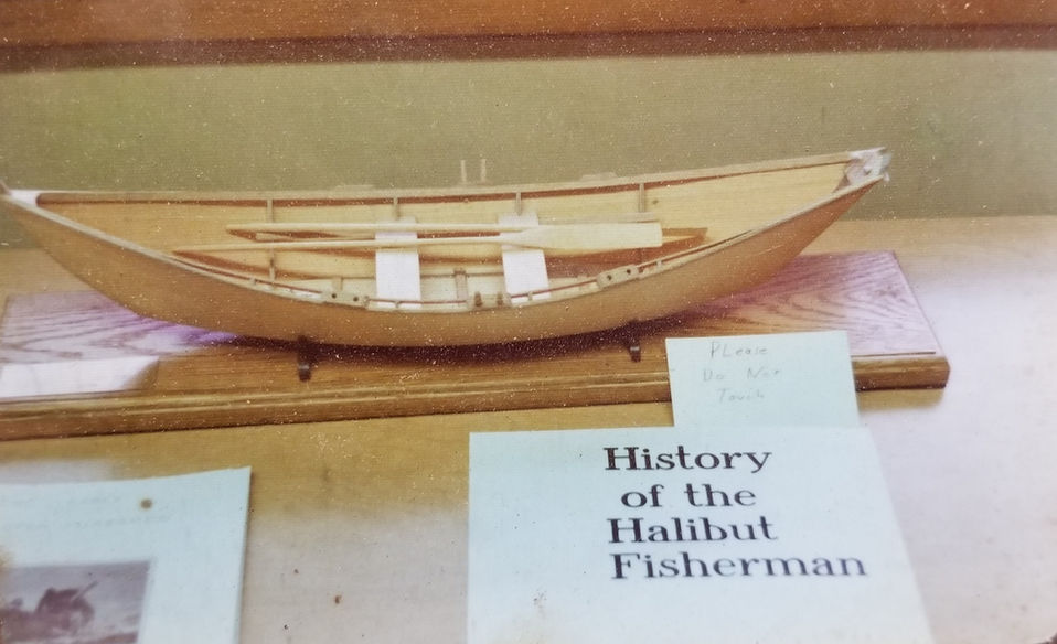 Model dory on display at Gloucester HS