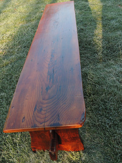 Reclaimed Fir top trestle style benc