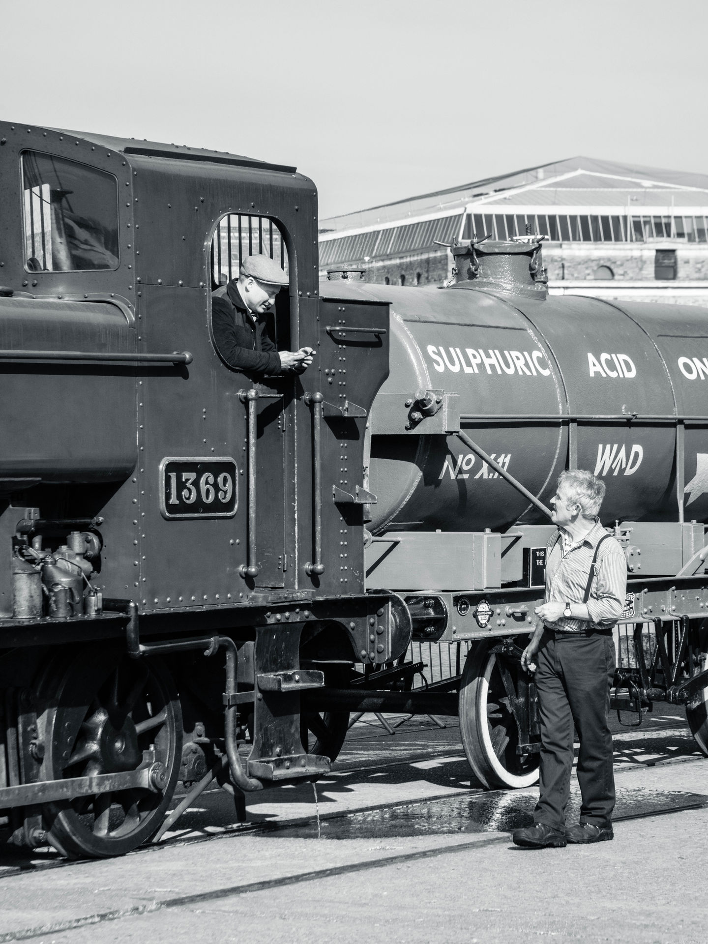 The crew of 1369 exchange words at the Bristol Mshed