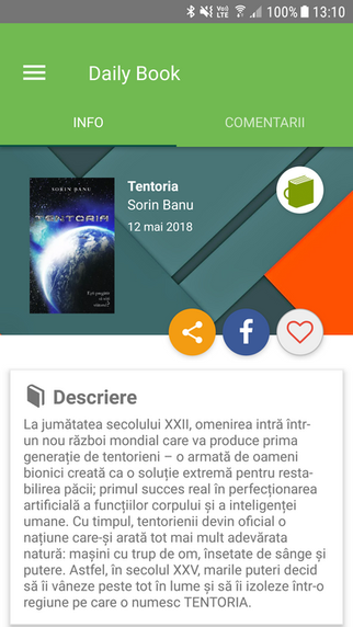 Tentoria - Cartea zilei pe aplicatia iZiLIT