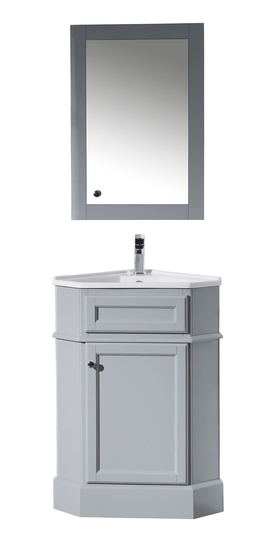 Hampton Grey 27" Corner Vanity with Medicine Cabinet