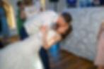 Extreme dance floor wedding kiss