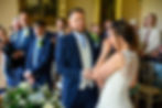 Georgina getting emotional with Justin at their Newstead Abbey wedding