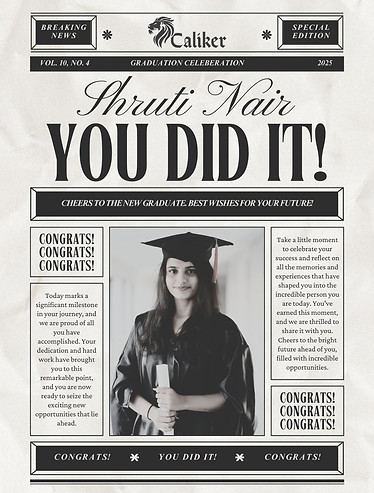 Black and Beige Vintage Newspaper Gradua