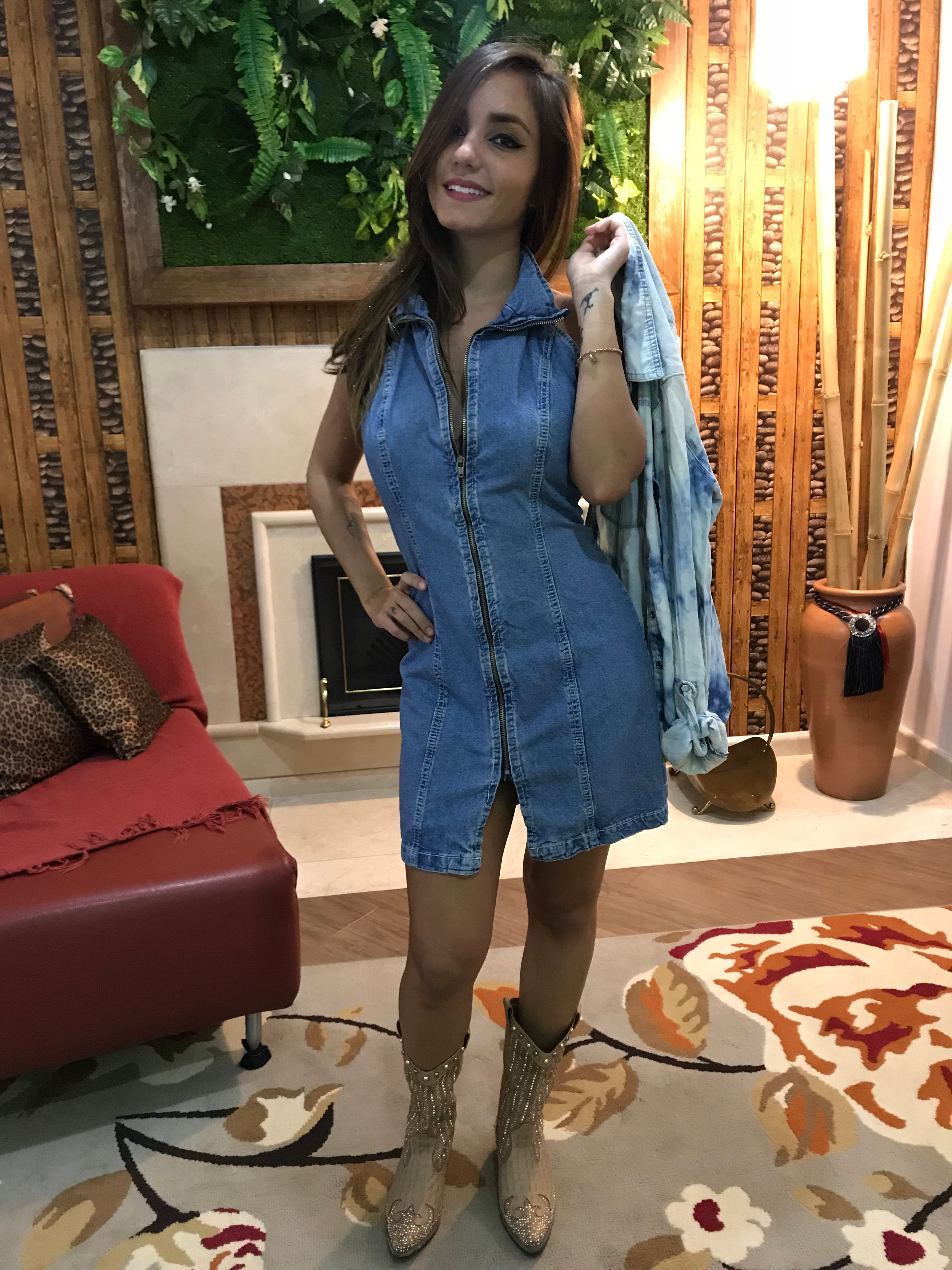 Vestido Jeans Frente Unica