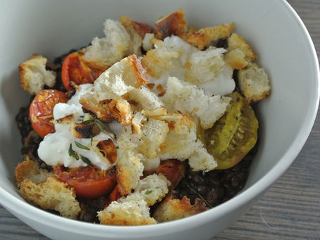 Lentils with Roasted Tomatoes & Horseradish Cream