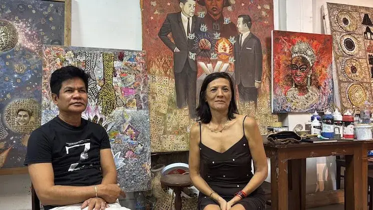 With artist Leang Seckon in his studio, March 2026