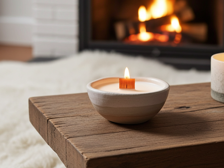 Duftkerze in getöpferter Schale