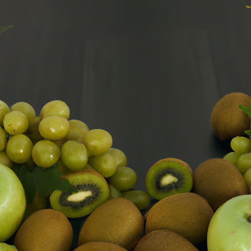 create a background banner image. Include kiwi, green apple, more green pineapple, green g